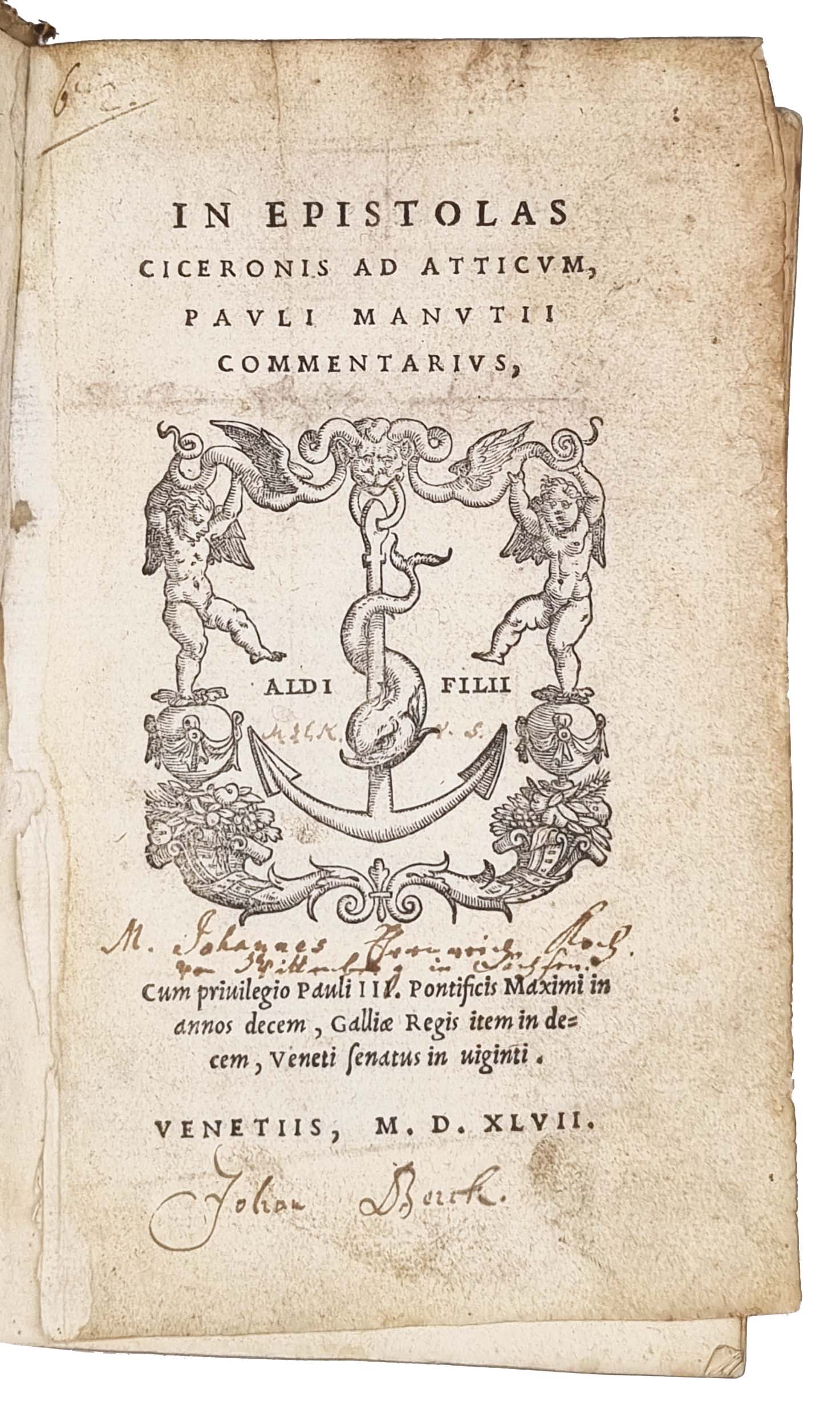 MANUTIUS, Paulus.