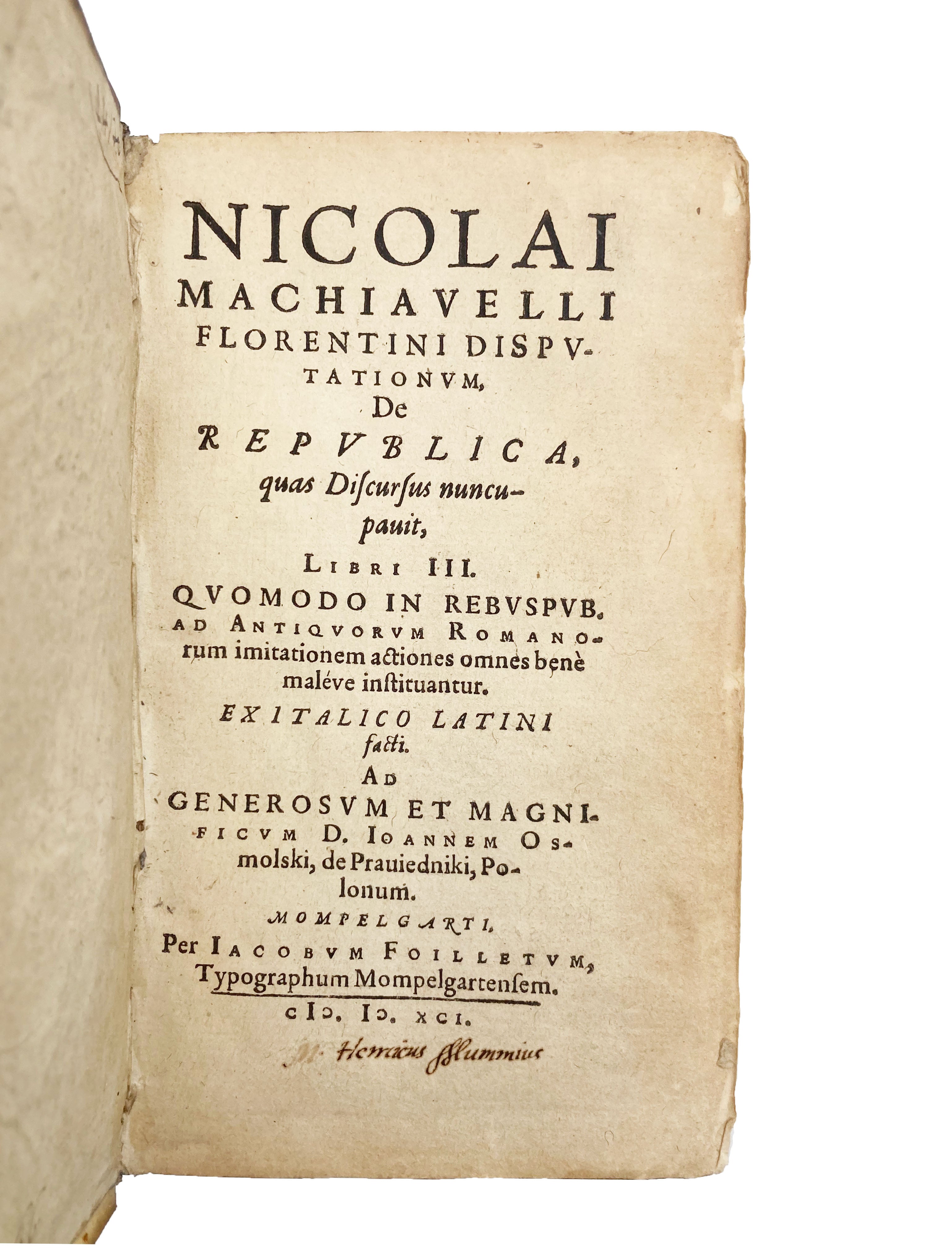 MACHIAVELLI, Niccol‚àö‚â§ [and] MORNAY, Philippe Du Plessis